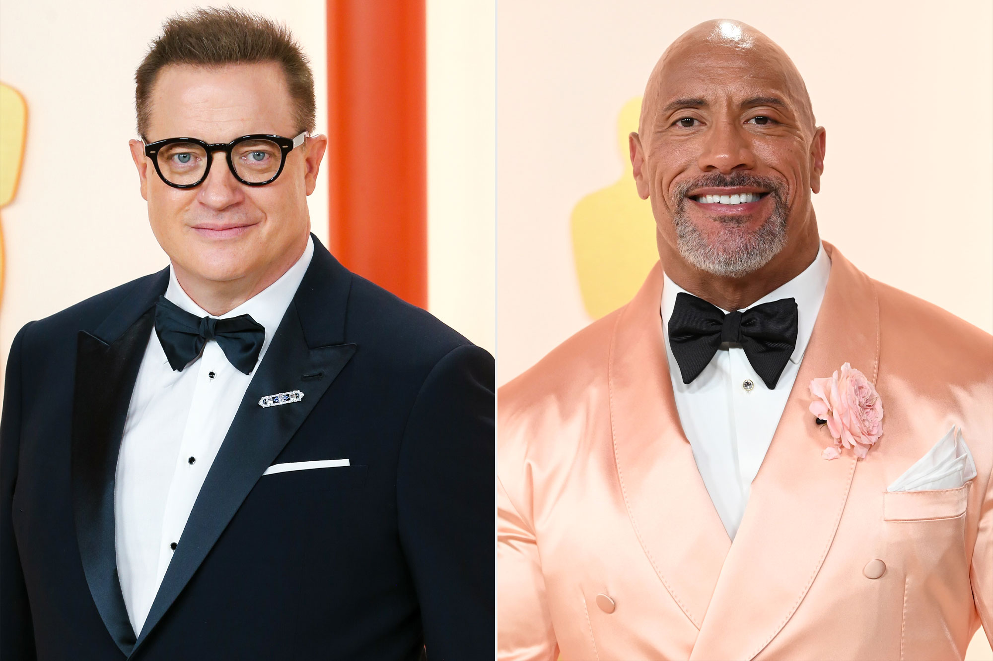Brendan Fraser and Dwayne Johnson at the 95th Academy Awards