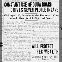 Constant Use of Ouija Board Drives Seven People Insane