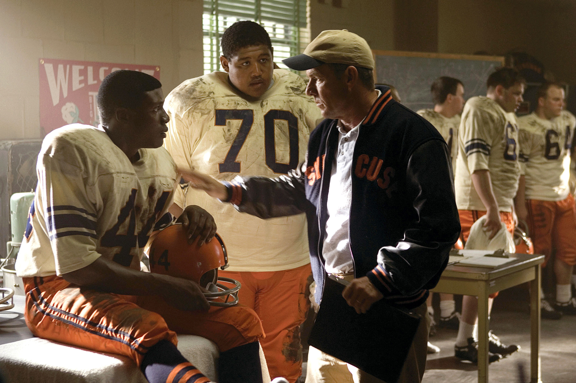 THE EXPRESS, from left: Rob Brown, Omar Benson Miller, Dennis Quaid, 2008