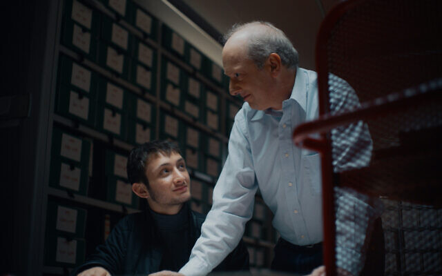 Randy (R) and Joey Schoenberg in the Vienna City Archives, a still from the 2023 film 'Fioretta.' (Rubber Ring Films)