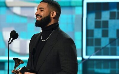 Canadian rapper Drake accepts the award for Best Rap Song for "Gods Plan" during the 61st Annual Grammy Awards in Los Angeles, California, on February 10, 2019. (Robyn Beck / AFP)