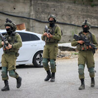 Israeli soldiers in the West Bank on October 5, 2023 (Nasser Ishtayeh/Flash90)
