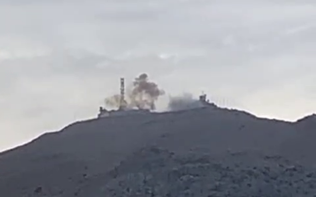 An Israeli military site in the Mount Dov area on the Lebanon border is seen attacked by mortars fired by the Hezbollah terror group, October 8, 2023. (Screenshot: X)