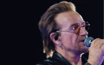U2 frontman Bono, in Las Vegas on October 8, 2023, sings about 'those beautiful kids' at the Supernova music festival in southern Israel, at least 260 of whom were murdered by Hamas terrorists on October 7, 2023. (Courtesy U2 Twitter screengrab)