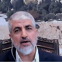Khaled Mashaal, member of Hamas's political bureau, speaks to Al Arabiya on October 19, 2023 (Video screenshot)