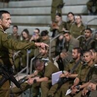 IDF Chief of Staff Lt. Gen. Herzi Halevi speaks to Golani commanders at an undisclosed military base, October 21, 2023. (Israel Defense Forces)