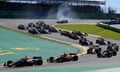 Max Verstappen leads the way ahead of Lando Norris during the sprint race in Brazil