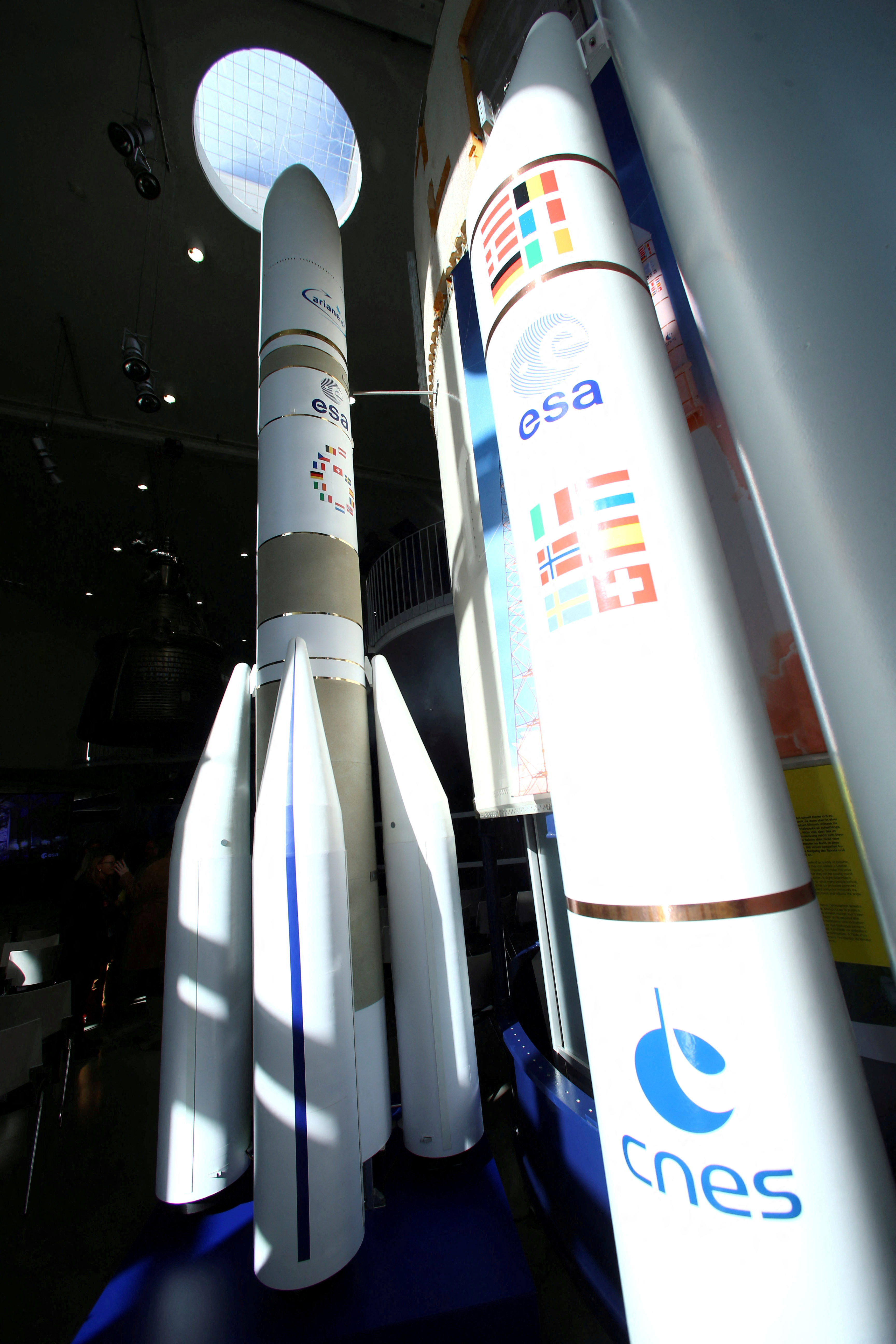 A model of Europe's next-generation space rocket Ariane 6 is pictured at the DLR in Lampoldshausen