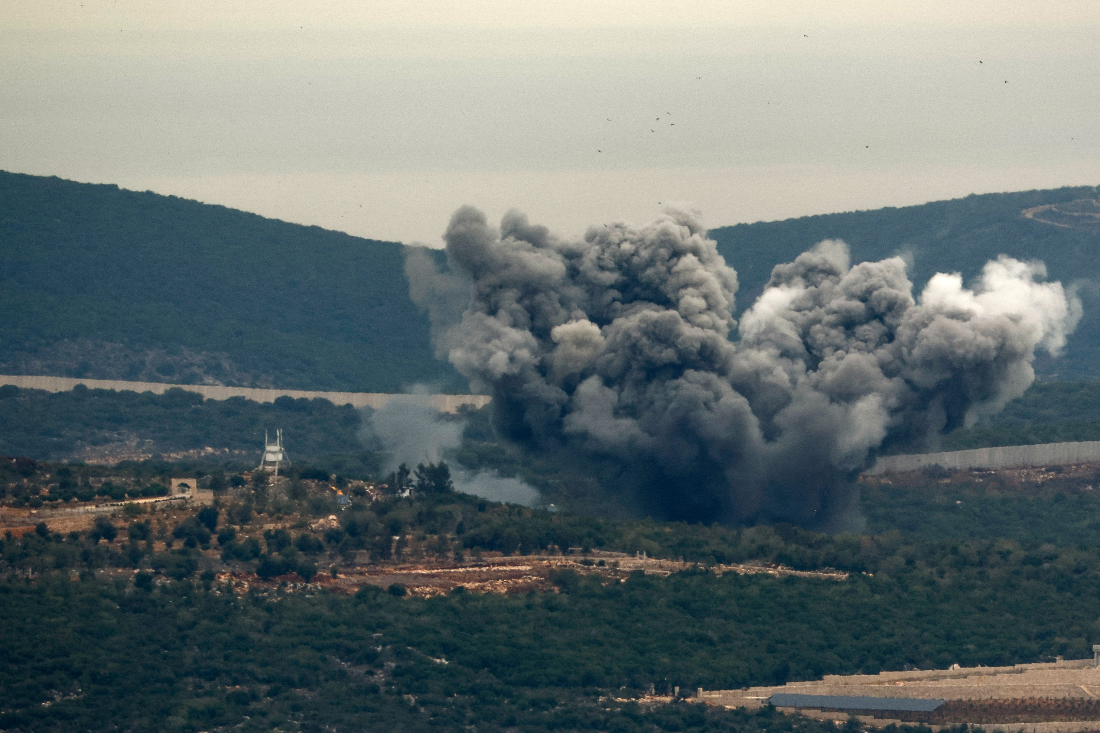 Smoke rises as seen from Israel-Lebanon border in northern Israel