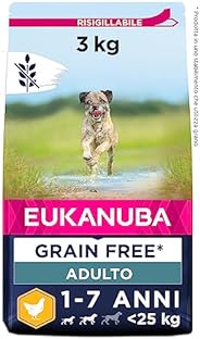 Eukanuba Grain Free, Alimento per Cani Adulti di Taglia Piccola e Media, Ricco di Pollo, 3 Kg