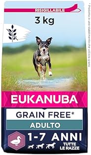 EUKANUBA Grain Free, Alimento per Cani Adulti di Tutte Letaglie, Ricco di Anatra, 3 kg