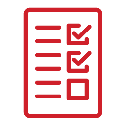 Red line graphic of a checklist