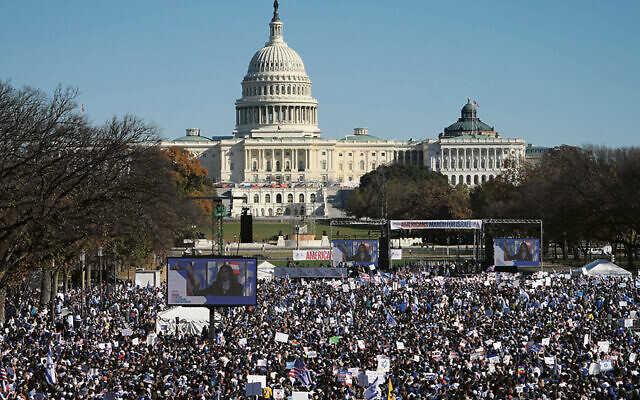 Thousands of demonstrators showed up in support of Israel on the National Mall in Washington, D.C., Nov. 14, 2023. (Stefani Reynolds/AFP via Getty Images)
