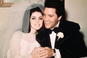 Elvis Presley sits cheek to cheek wit his bride, the former Priscilla Ann Beaulieu, following their wedding May 1, 1967.