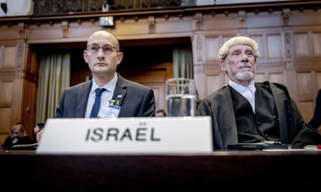 Israel’s deputy attorney general Gilad Noam and lawyer Malcolm Shaw in The Hague