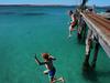 KANGAROO ISLAND, AUSTRALIA - FEBRUARY 25: Young boys jump off Vivonne Bay Jetty into the water on February 25, 2020 in Kangaroo Island, Australia. Over a third of Kangaroo Island, including much of the Flinders Chase National Park, was burnt during the recent bushfires that started on 4 January. Two people lost their lives, while tens of thousands of native animals and farming livestock were also killed. The Wildlife, Ecosystems and Habitat Bushfire Recovery Taskforce estimates as many as 90 percent of Kangaroo Island's famous koala population perished in the recent bushfires, with only 5,000 to 10,000 koalas remaining in the area from an original population of about 60,000. Kangaroo Island's economy is reliant on agriculture and tourism Ã¢â¬â worth an estimated 180 million dollars Ã¢â¬â and focus is now turning to reviving the industries post the bushfires. The South Australian Tourism Commission launched the #BookThemOut campaign to encourage tourists to visit the bushfire affected areas in the Adelaide Hills and Kangaroo Island, with the recent Kangaroo Cup Racing Carnival reaching record attendance this past weekend. However, with the Island known to be a popular tourism destination for Chinese tourists the local industry is now also being heavily affected by coronavirus.The Federal Government has announced a royal commission into this summer's devastating bushfires across Australia, with a specific focus on preparedness for future bushfire seasons. Former Australian Defence Force (ADF) chief Mark Binskin, former Federal Court judge Annabelle Bennett and leading environmental lawyer Andrew Macintosh are due to deliver their findings by the end of August. (Photo by Lisa Maree Williams/Getty Images)