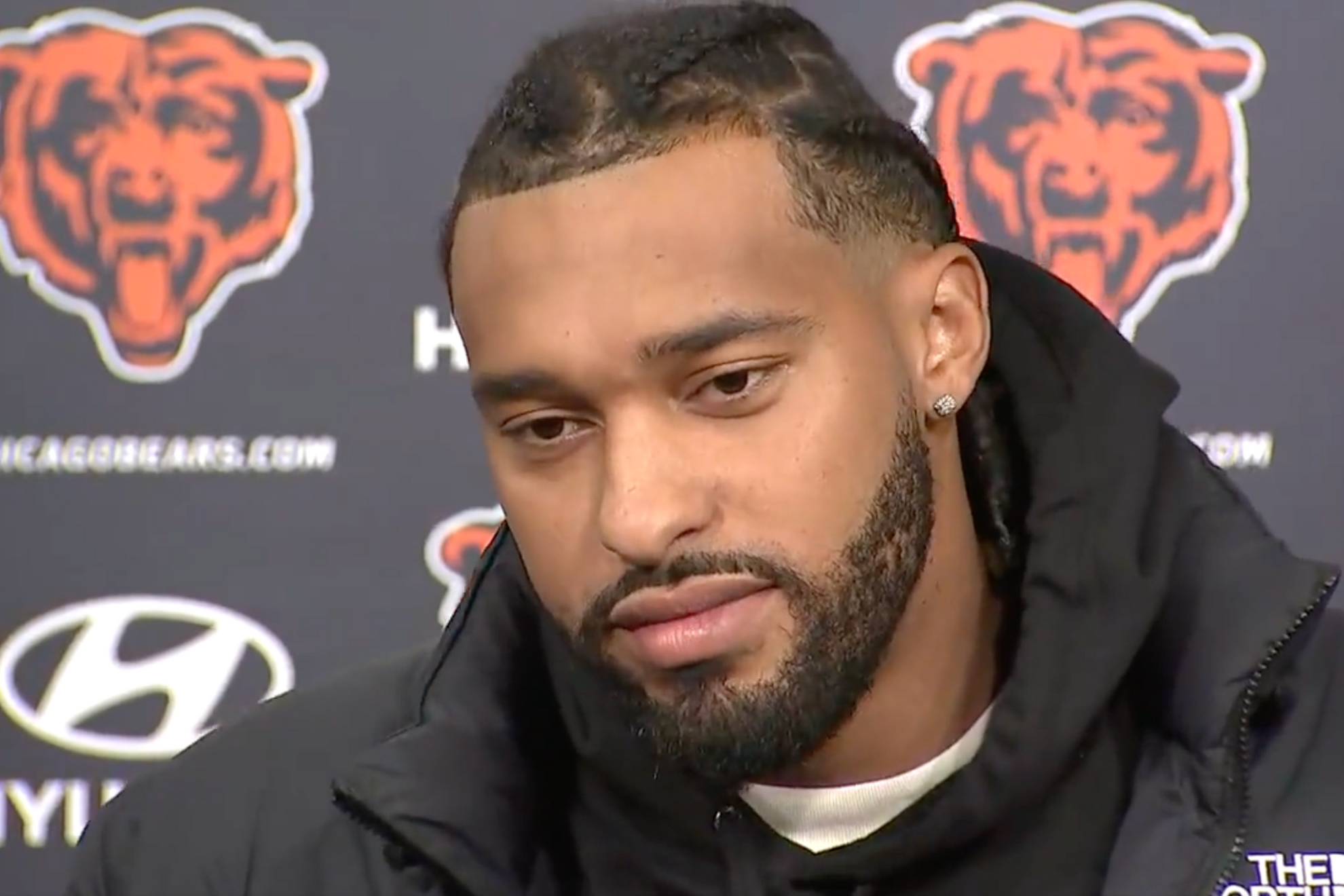 Montez Sweat speaks at his first Chicago Bears press conference.