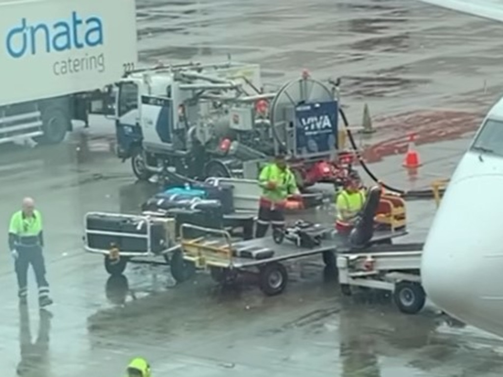 Post-punk band Chimers posted a video to social media showing poor baggage handling at Sydney Airport. Picture: Supplied