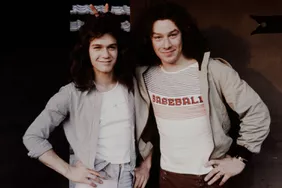 Van Halen brothers photo shoot in Tokyo, Japan, June 1978. L-R Eddie Van Halen 