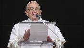 Pope Francis delivers a message to pilgrims gathered in St. Peter’s Square for his Sunday Angelus on June 23, 2024, at the Vatican.