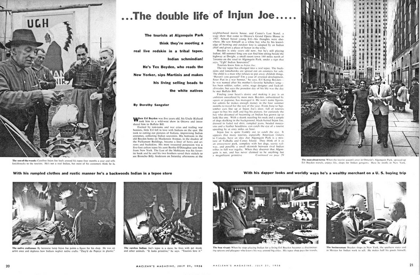 The Double Life of Injun Joe, a Maclean's article published in 1956.
