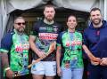 Troy and Wendy Dargan presented gifts to Elliott Whitehead and James Tedesco as part of Indigenous Round. Picture supplied