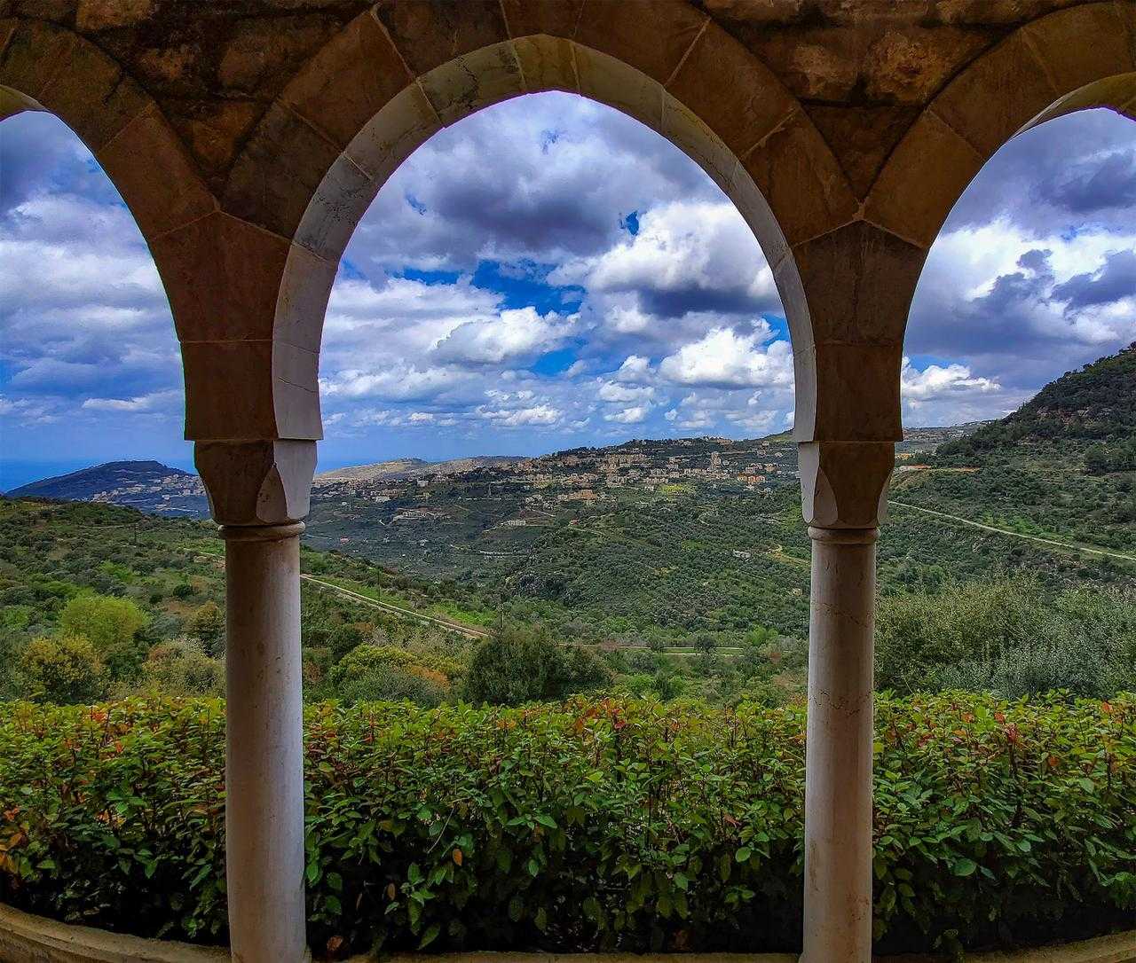 A view of the Chouf Biosphere Reserve from the Beiteddine Palace.  The Chouf, the largest reserve in Lebanon, was designated a UNESCO Biosphere in 2005. The area is home to a quarter of Lebanon’s cedar forests, with some trees estimated to be 2,000 years old. The Beiteddine (“House of Faith”) Palace resides within the Chouf Biosphere.  A symbol of Ottoman-appointed governor Emir Bashir’s power and the glory of his reign, construction began on the palace in 1788 and took 30 years to complete. The palace has one of the most spectacular Byzantine mosaic collections in the eastern Mediterranean, many excavated from the ancient city of Porphyrion.