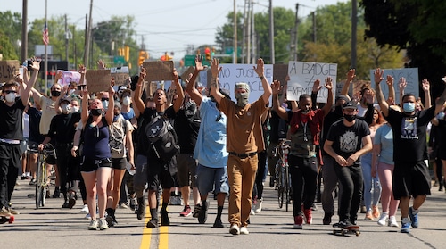 Protesters rally at Cleveland Police First District Headquarters, June 2, 2020