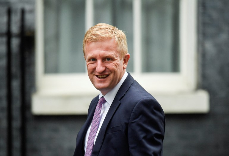 FILE PHOTO: British Minister without Portfolio Oliver Dowden  arrives for the weekly cabinet meeting on Downing Street, in London, Britain May 24, 2022. REUTERS/Toby Melville/File Photo