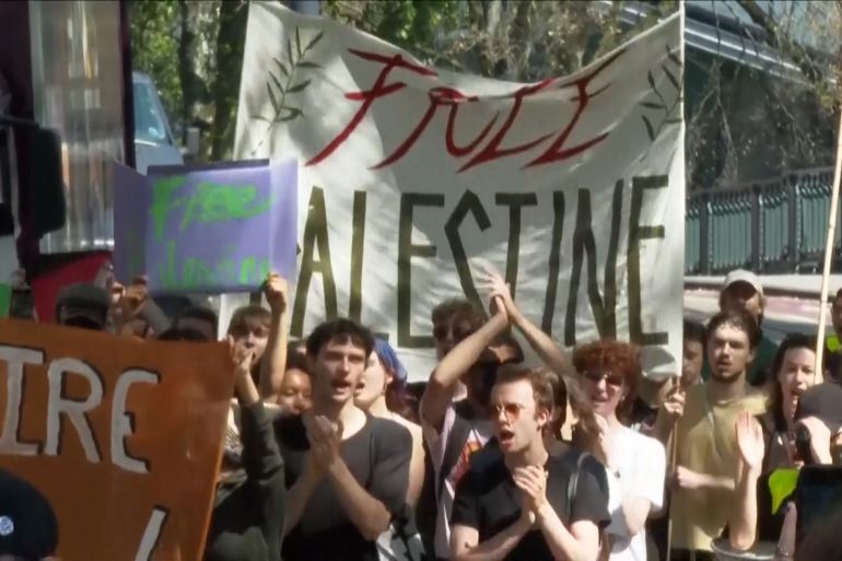 Faculty at the University of Amsterdam joined students in a walkout to protest Dutch police forcibly clearing student encampments and echoed their calls for cutting ties with Israeli universities.