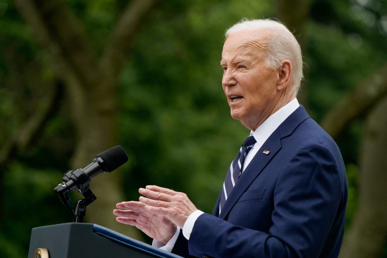 U.S. President Joe Biden speaks during an event regarding new tariffs targeting various Chinese exports