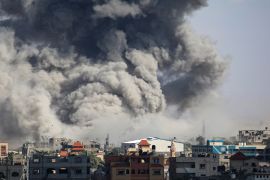 Smoke billows after an Israeli bombardment in the southern city of Rafah in Gaza on May 6 [AFP]