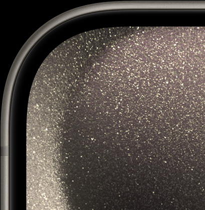 Grande plano da vista frontal do iPhone 15 Pro a mostrar as arestas arredondadas e as margens finas