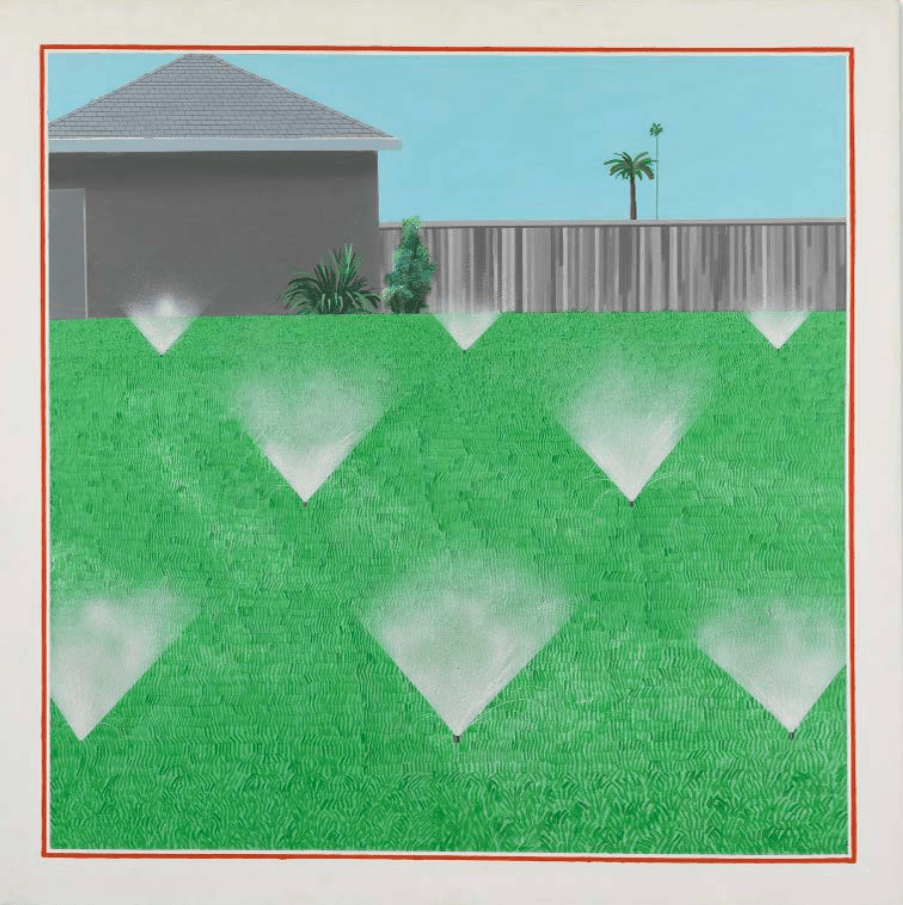 David Hockney, A Lawn Being Sprinkled (1967)
