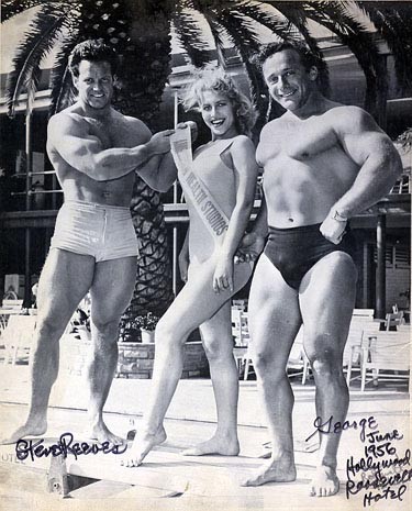 Steve Reeves with George Eiferman and retro fitness model