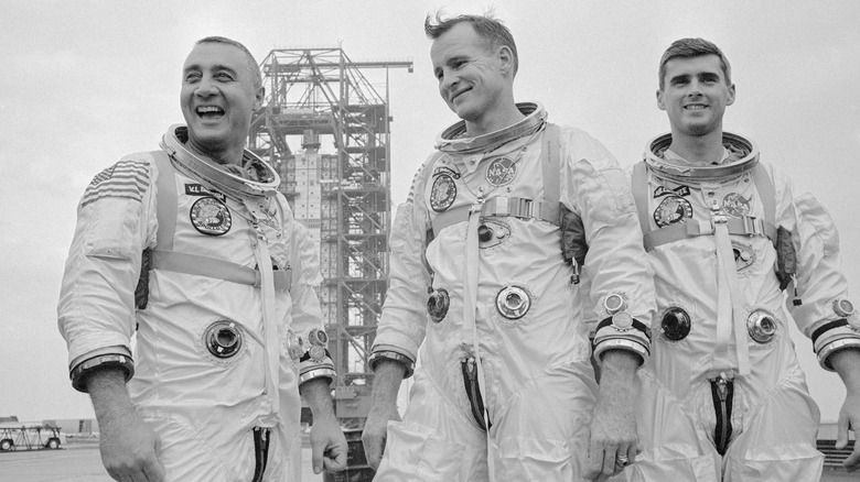 Apollo 1 crew standing launch site