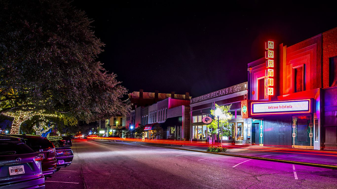 Downtown Eufaula, Alabama at night