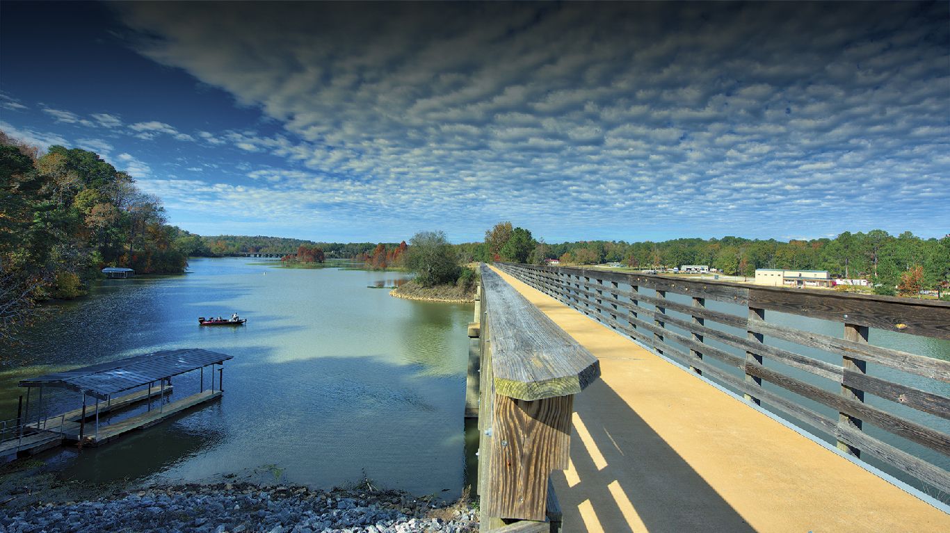 Rails to Trails bridge over Lake Eufaula, Alabama