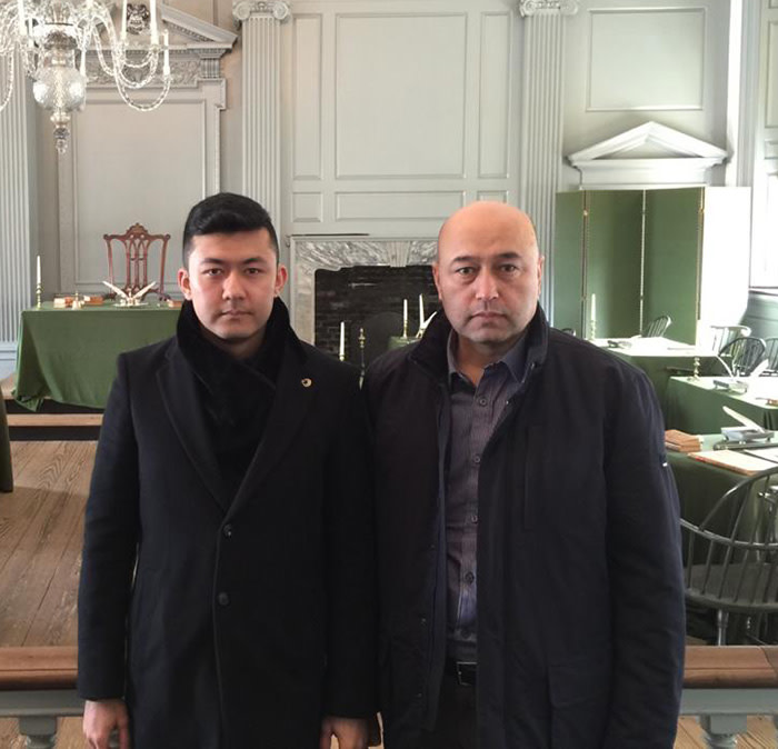 Kamaltürk Yalqun, left, with his father Yalqun Rozi, a prominent writer. In October 2016, he rang his father for a chat: ‘It’s not a good time. I’m about to be taken away,’ Rozi said