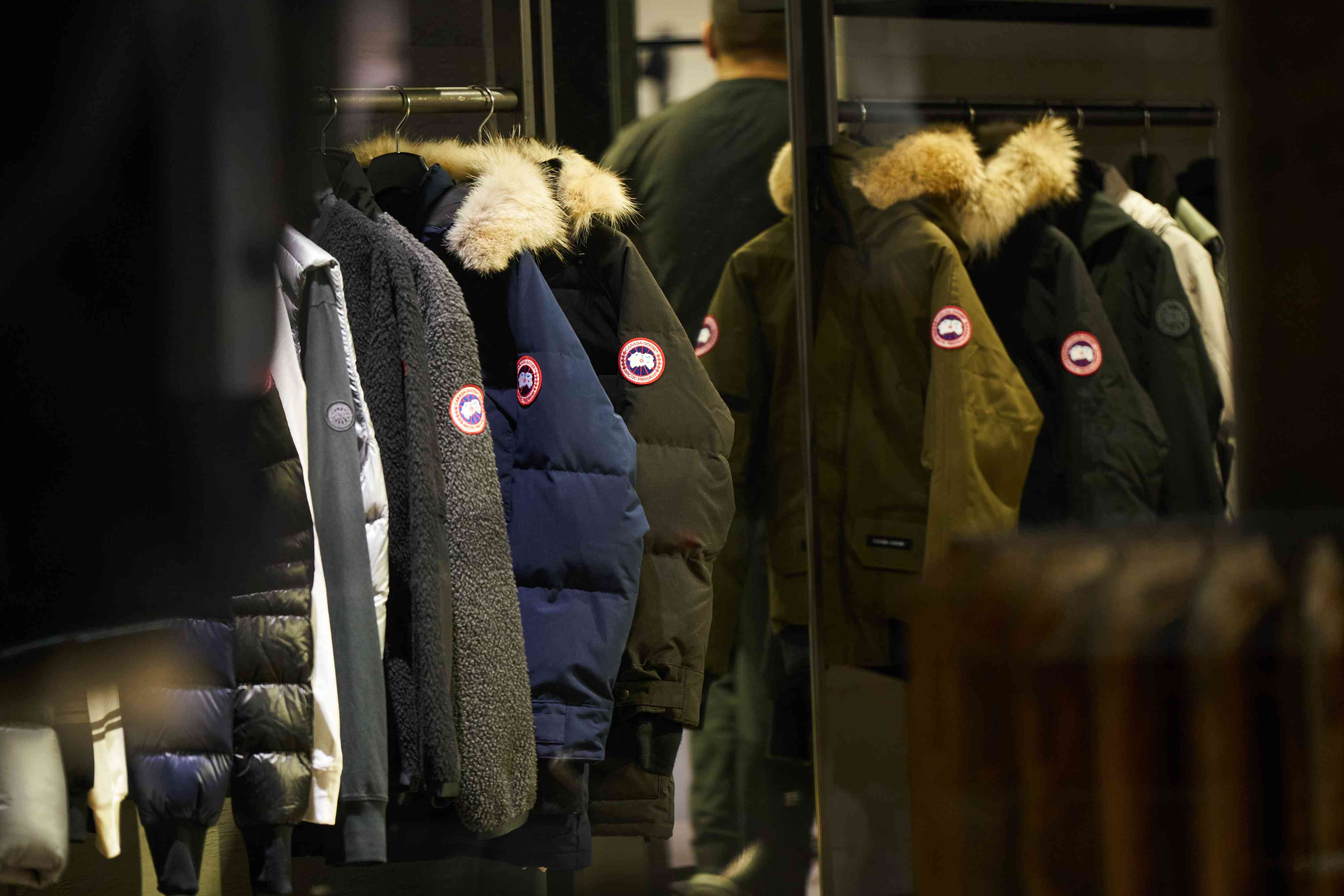 Jackets and parkas for sale at a Canada Goose store in the SoHo neighborhood of New York, on Jan. 26, 2024