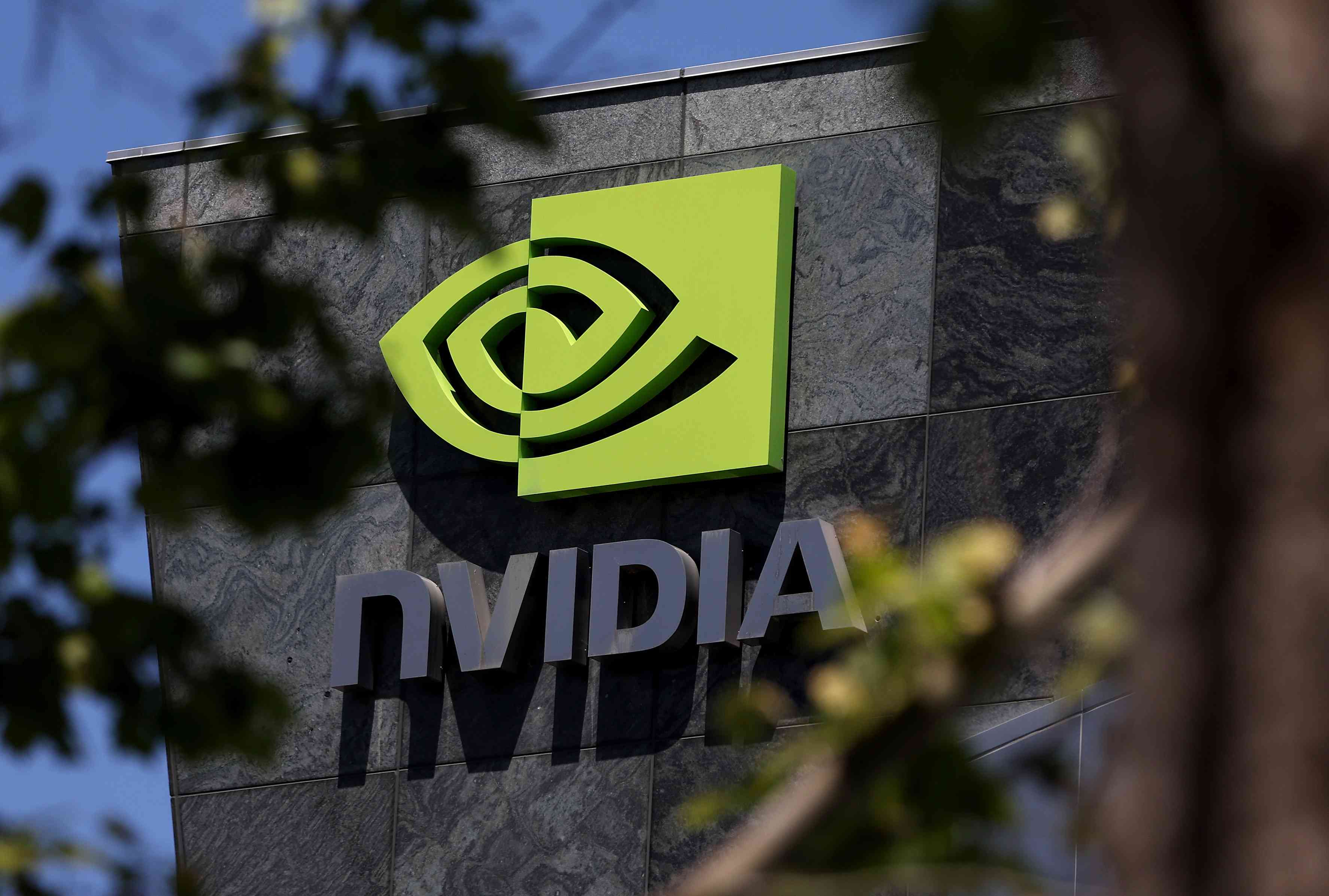 The Nvidia logo on display at the company's headquarters.