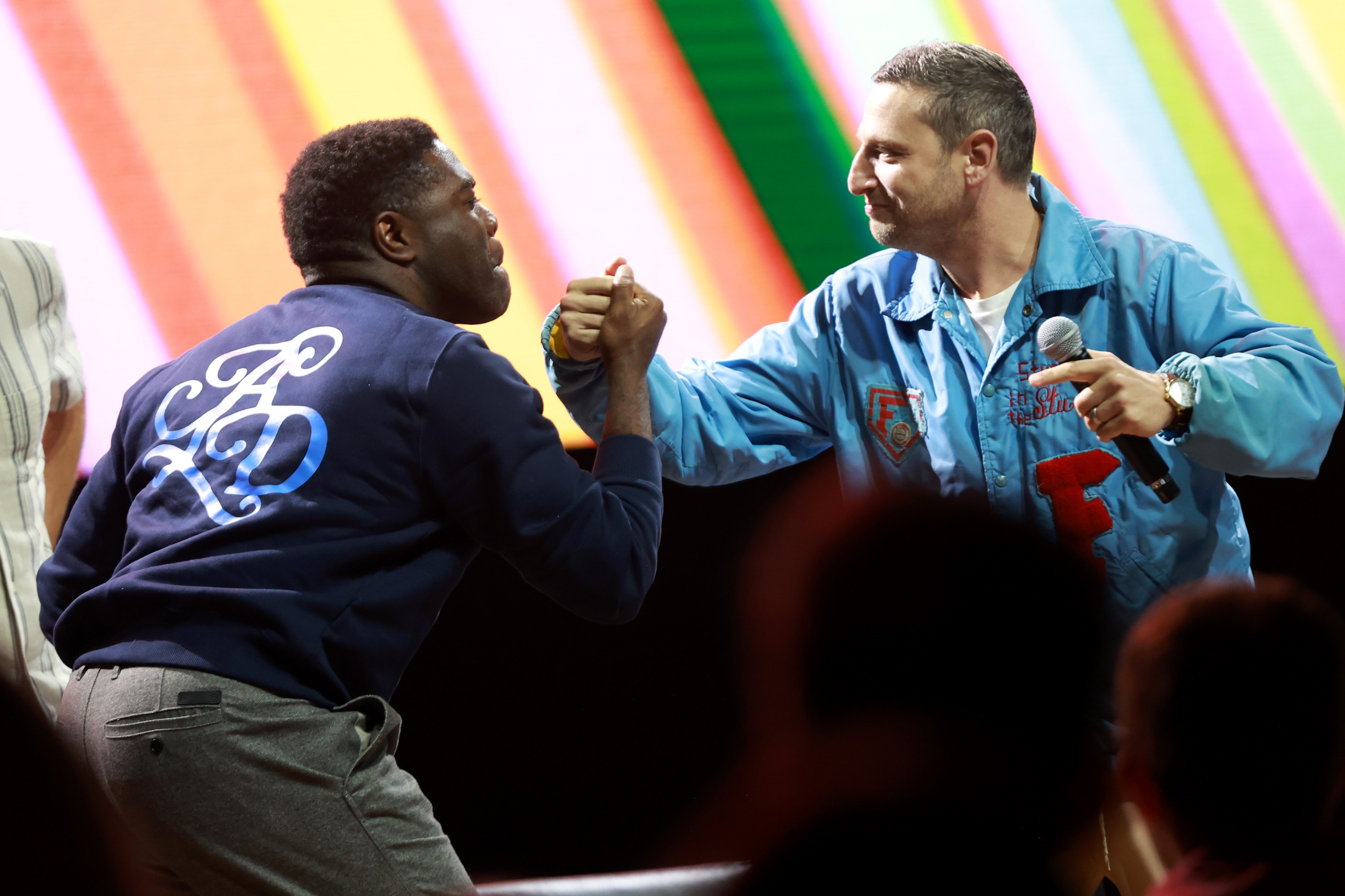 LOS ANGELES, CALIFORNIA - MAY 11: (L-R) Sam Richardson and Tim Robinson speak onstage during Netflix Is A Joke Festival: I Think You Should Leave With Tim Robinson Live! at The Greek Theatre on May 11, 2024 in Los Angeles, California. (Photo by Matt Winkelmeyer/Getty Images for Netflix)