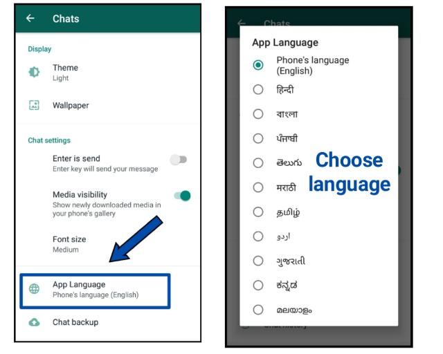 How to change WhatsApp language