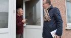 Fianna Fáil’s John Lahart canvassing local resident PJ Carroll for a vote in the Greenhills area of Dublin. Photograph: Alan Betson 