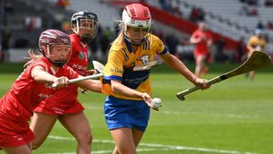<p> REMATCH: Cork's Clare Mullins tackles Clare's Muireann Scanlon during the Munster senior camogie championship semi final at SuperValu Pairc Ui Chaoimh. Picture: Eddie O'Hare</p>