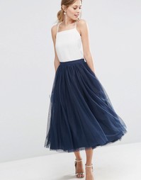 Многослойная юбка для выпускного из тюля ASOS WEDDING - Темно-синий