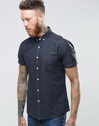 ASOS Oxford Shirt In Navy With Short Sleeves In Regular Fit