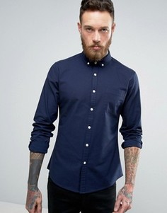Темно-синяя узкая оксфордская рубашка ASOS - Синий