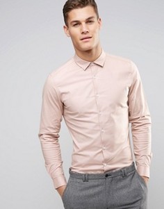 Розовая эластичная оксфордская рубашка узкого кроя в строгом стиле ASOS - Розовый