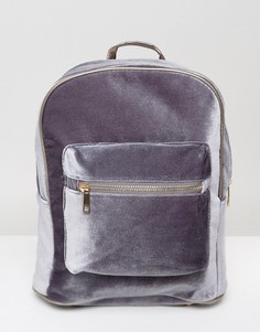 Бархатный рюкзак с молнией 7X - Серый